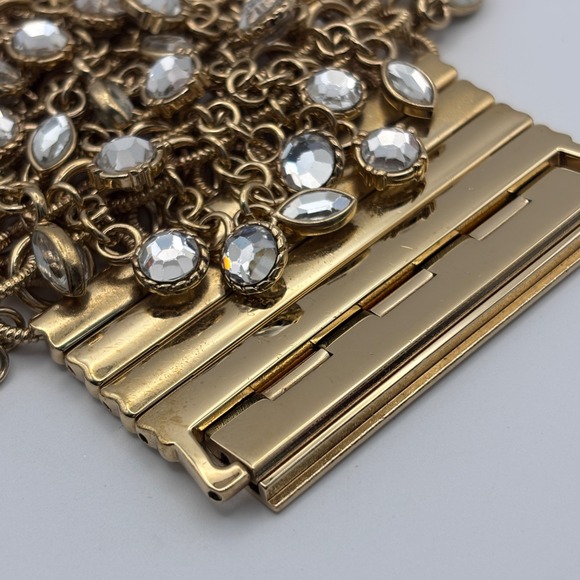 Betsey Johnson Watch Crystal Wide Chain Bracelet Gold Tone Needs Battery - Picture 6 of 12